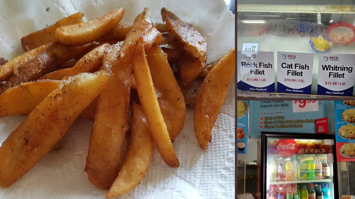 A bright seafood spot with tables and counter service.