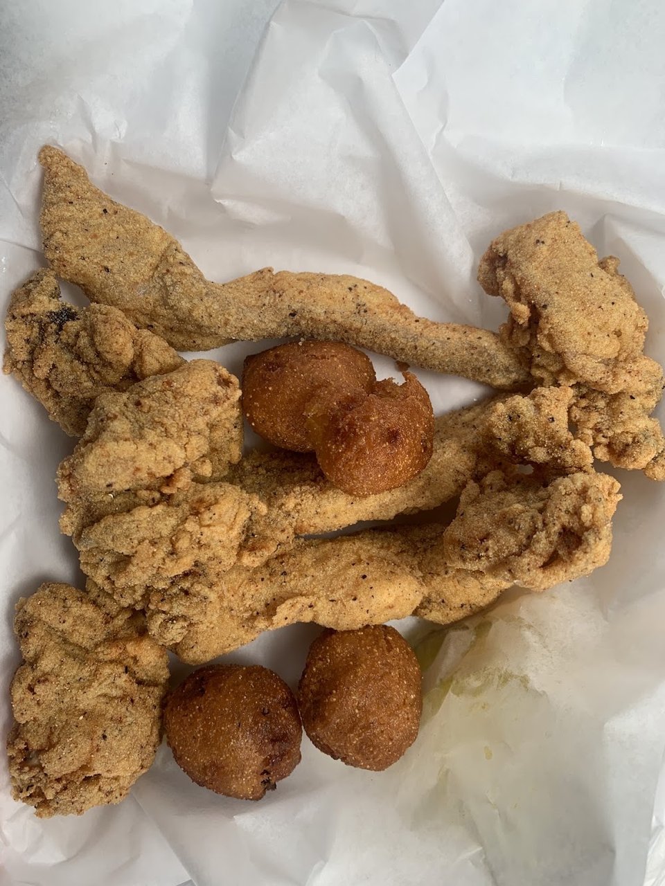 Fried Oysters and Hush Puppies